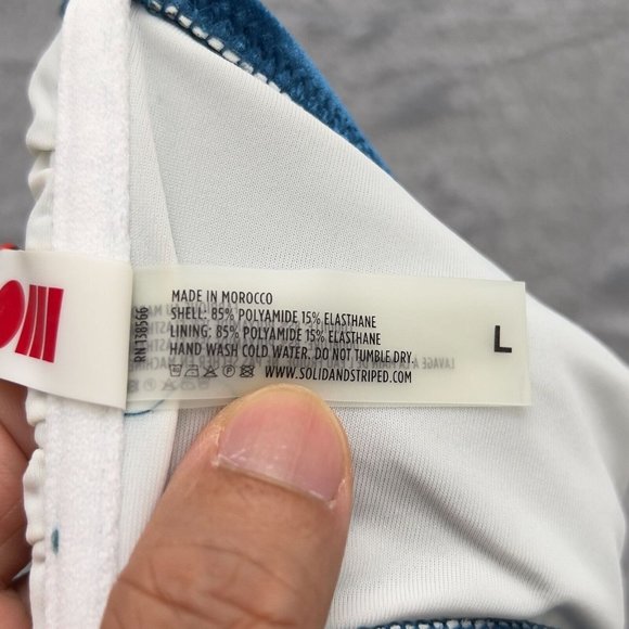 SOLID & STRIPED The Annabelle Velvet Bandeau Bikini Top Size Large.Aqua NWT 0099 - Picture 7 of 8